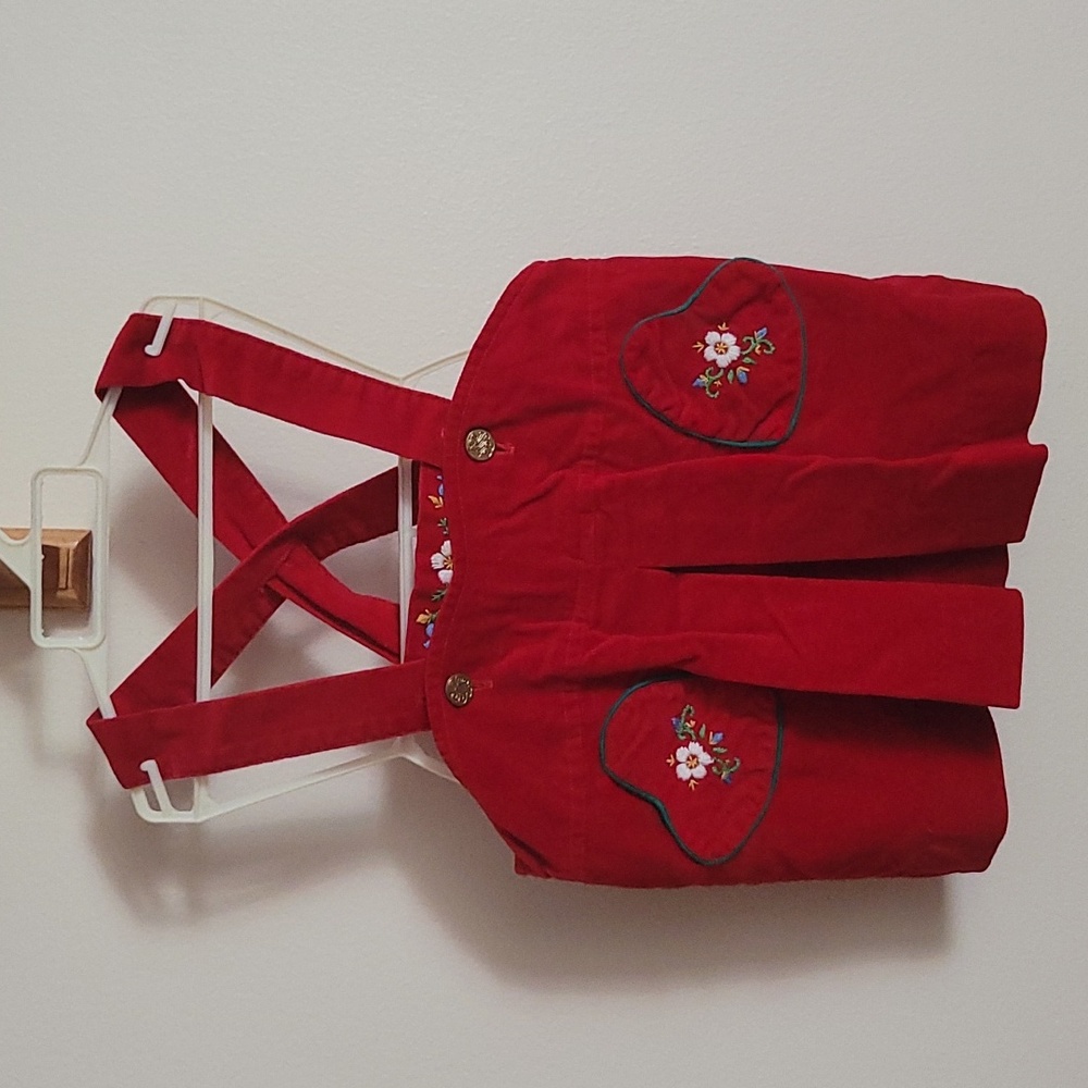 Vintage Crimson German Overall Dress